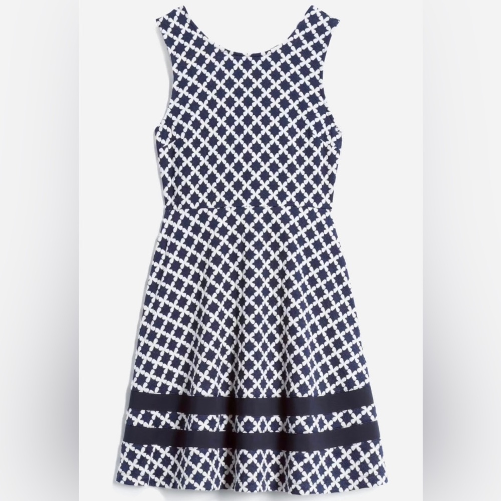 Navy fit and flare sleeveless dress